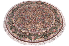 handmade Traditional Imran Brown Green Hand Knotted ROUND 100% WOOL area rug 8'x8'