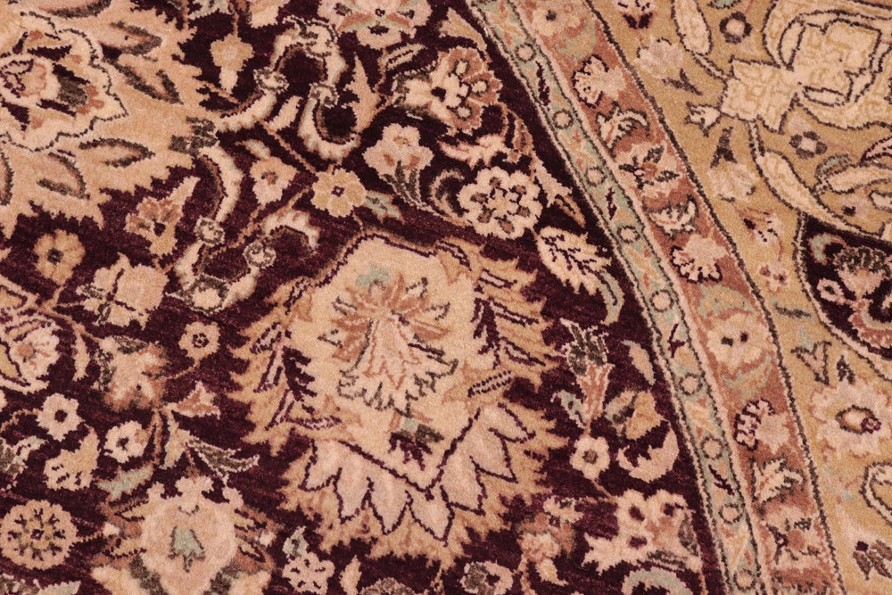 handmade Traditional Round Kashan Red Gold Hand Knotted ROUND 100% WOOL area rug 8' x 8'