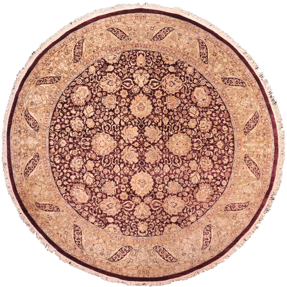 handmade Traditional Round Kashan Red Gold Hand Knotted ROUND 100% WOOL area rug 8' x 8'