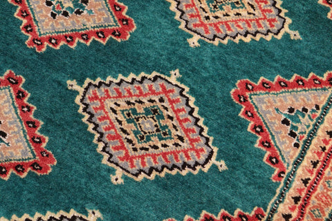 handmade Geometric Bokhara Green Pink Hand Knotted RECTANGLE 100% WOOL area rug 10X14