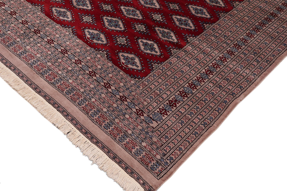 handmade Geometric Bokhara Red Taupe Hand Knotted RECTANGLE 100% WOOL area rug 9X12