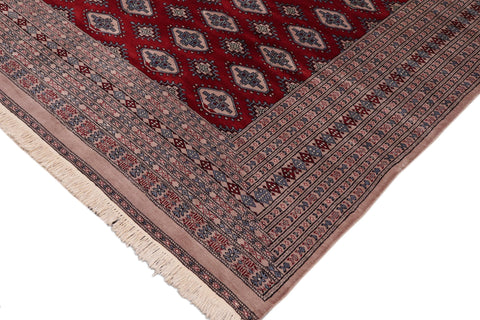 handmade Geometric Bokhara Red Taupe Hand Knotted RECTANGLE 100% WOOL area rug 9X12