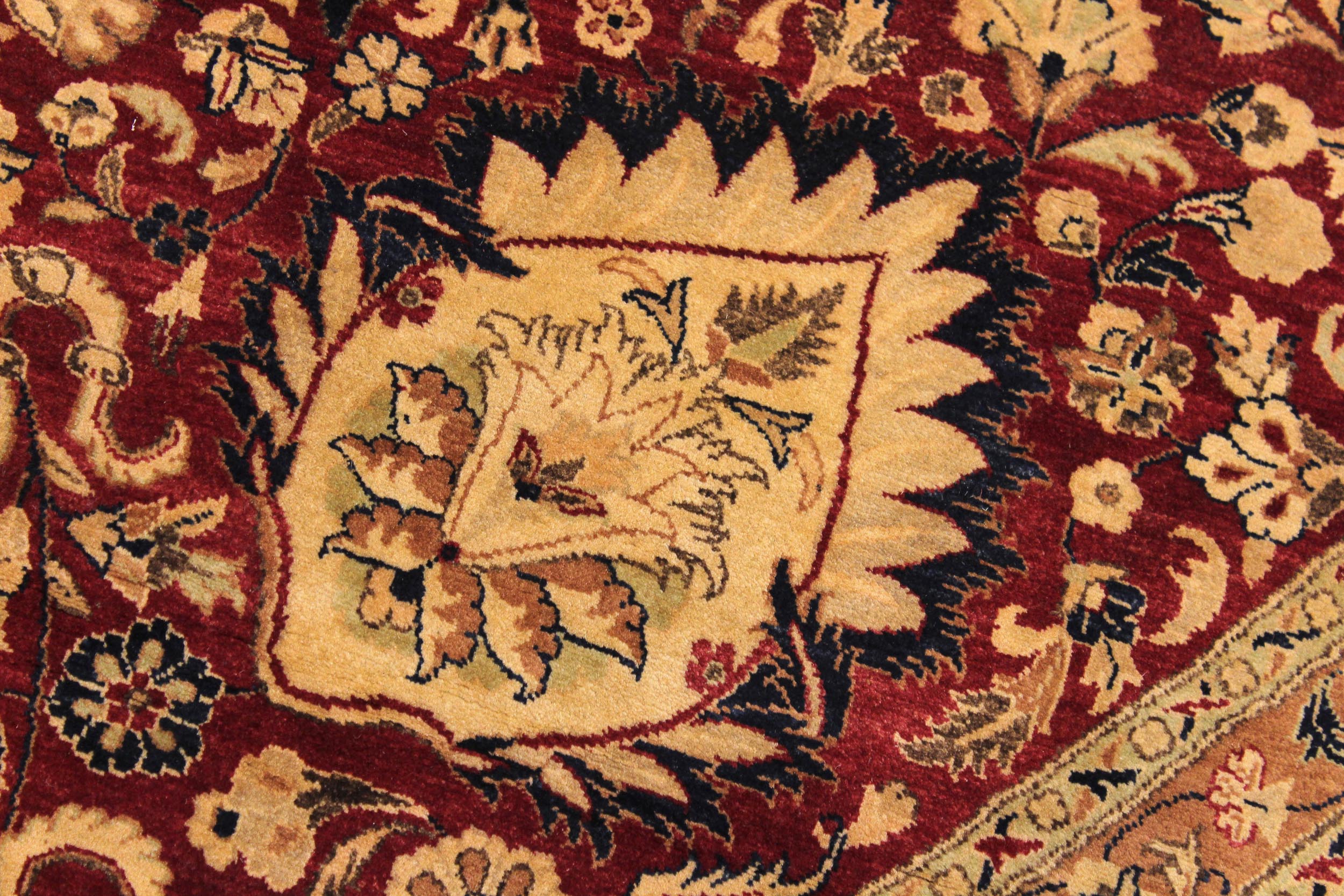 handmade Traditional Round Kashan Red Blue Hand Knotted ROUND 100% WOOL area rug 12' x 12'