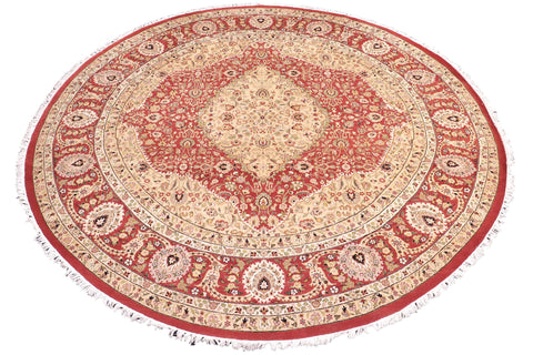 handmade Traditional Round Design Rust Ivory Hand Knotted ROUND 100% WOOL area rug 9' x 9'