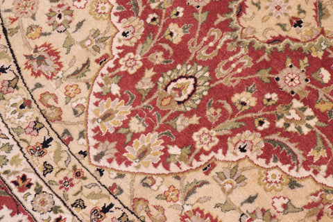handmade Traditional Round Design Rust Ivory Hand Knotted ROUND 100% WOOL area rug 9' x 9'