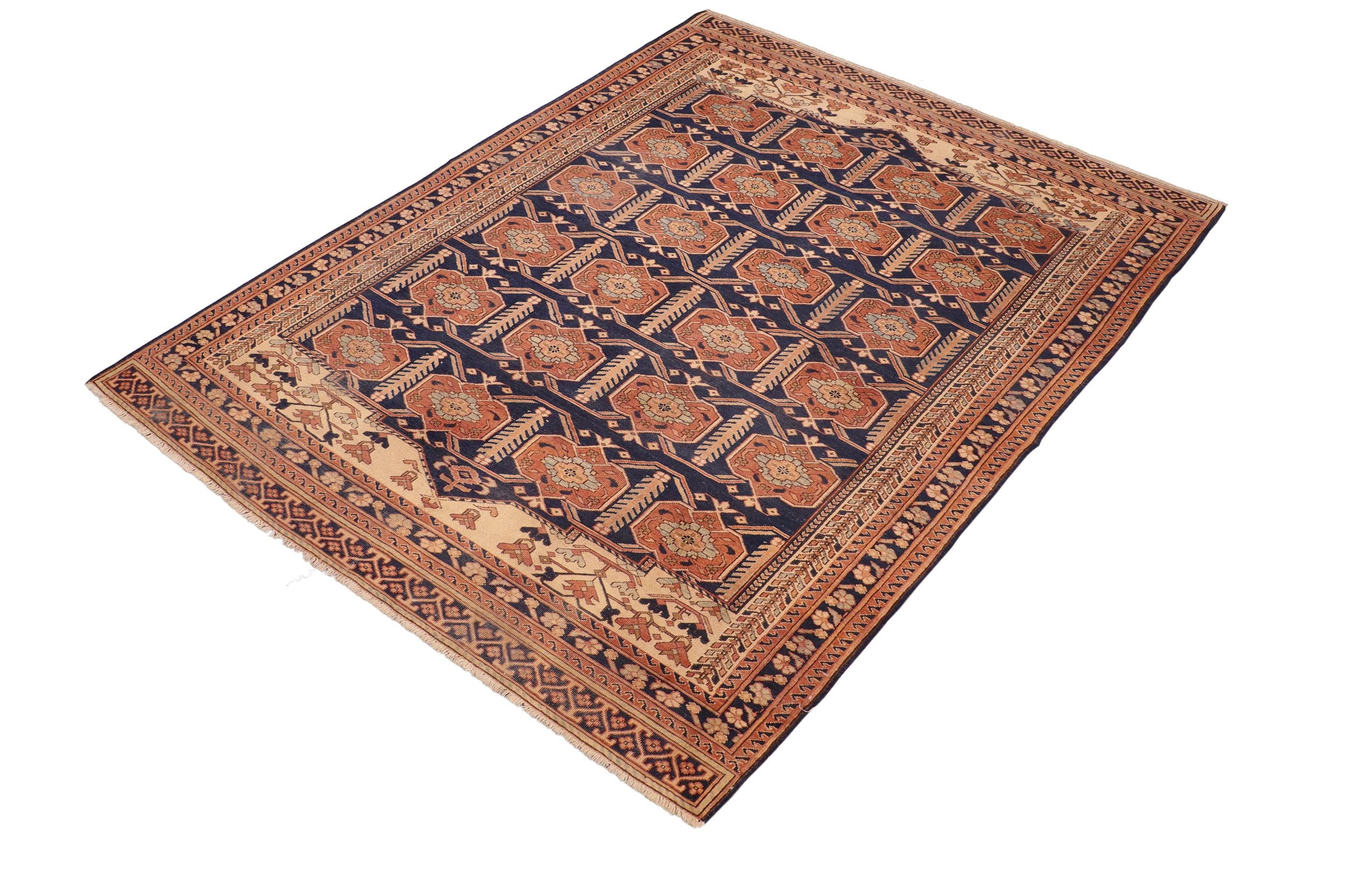 handmade Transitional Antique Blue Beige Hand Knotted RECTANGLE 100% WOOL area rug 6' x 9'