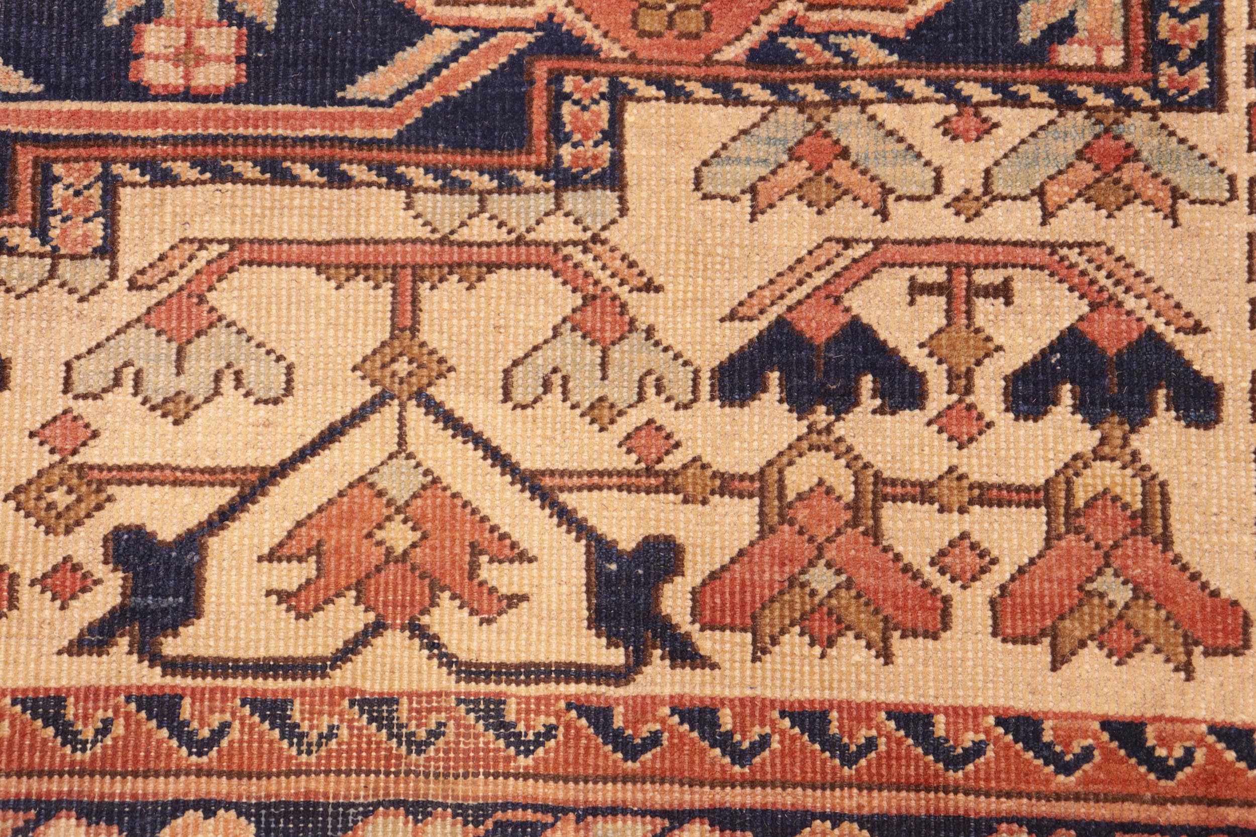 handmade Transitional Antique Blue Beige Hand Knotted RECTANGLE 100% WOOL area rug 6' x 9'