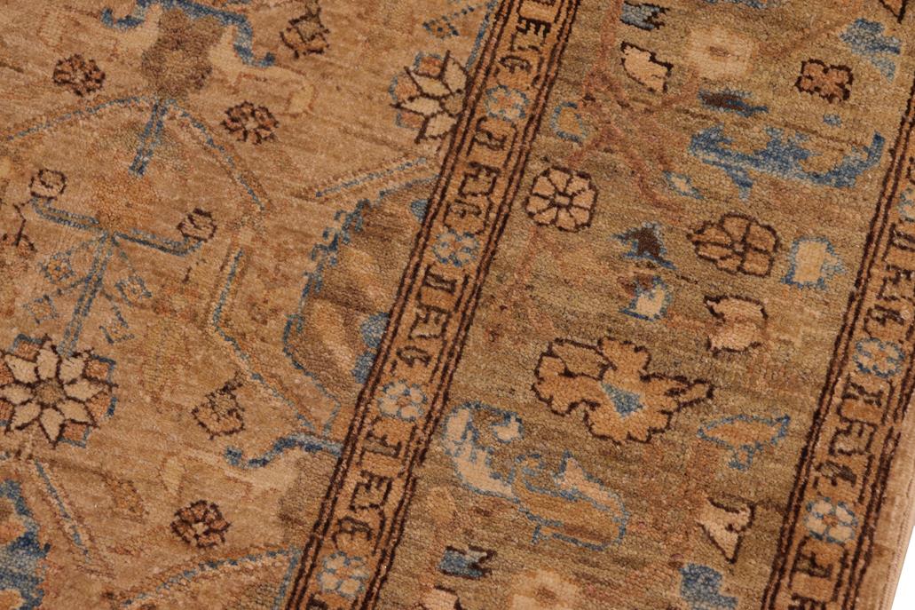 handmade Transitional Kafkaz Tan Green Hand Knotted RECTANGLE 100% WOOL area rug 7 x 10