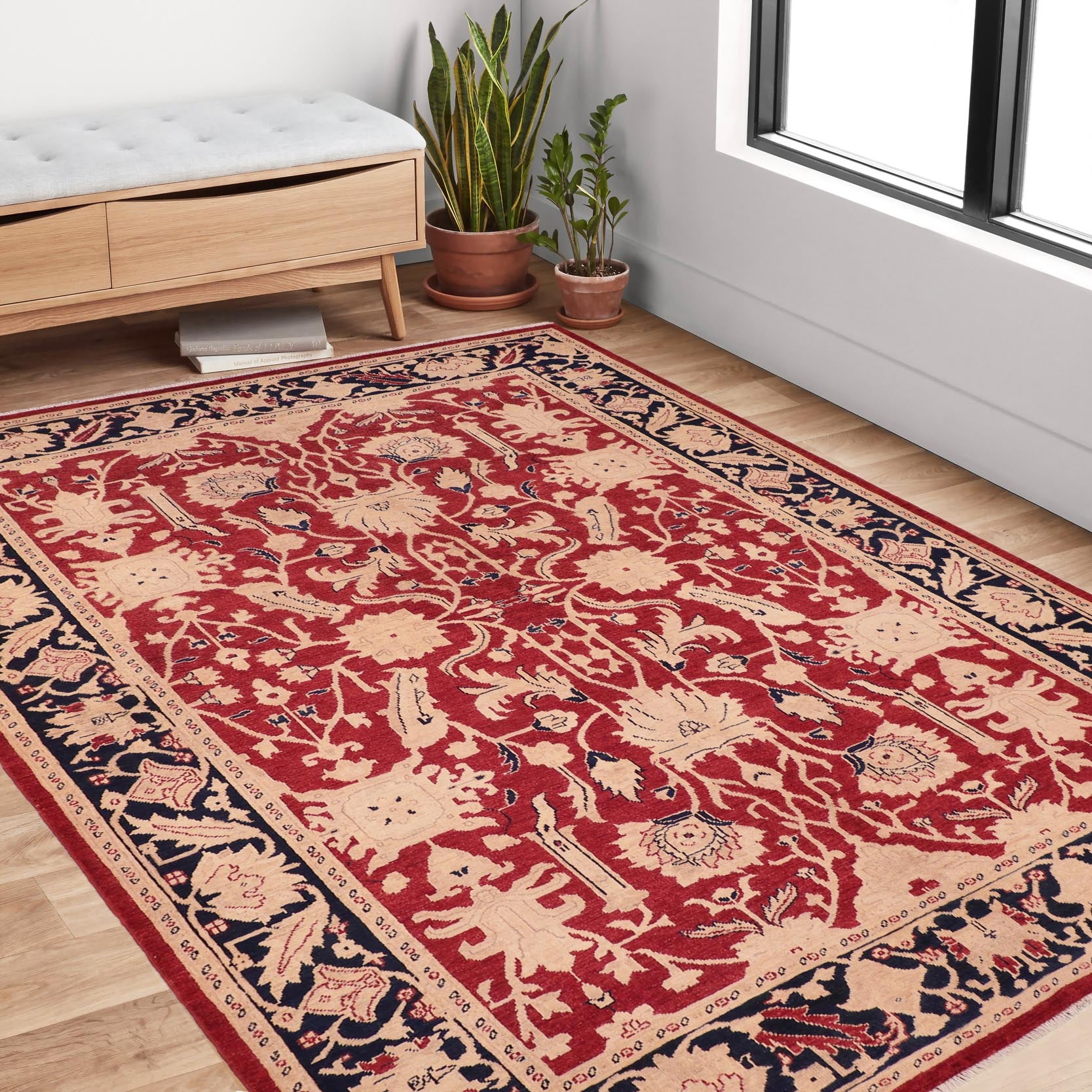 handmade Traditional Kafkaz Red Blue Hand Knotted RECTANGLE 100% WOOL area rug 6x9