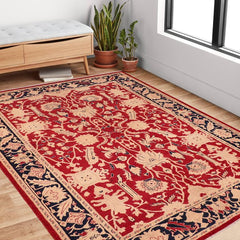 handmade Traditional Kafkaz Red Blue Hand Knotted RECTANGLE 100% WOOL area rug 6 x 9