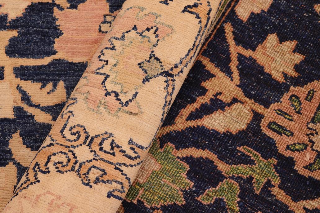 handmade Traditional Kafkaz Blue Tan Hand Knotted RECTANGLE 100% WOOL area rug 6 x 9