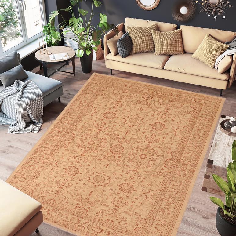 handmade Traditional Kafkaz Beige Rust Hand Knotted RECTANGLE 100% WOOL area rug 6 x 9