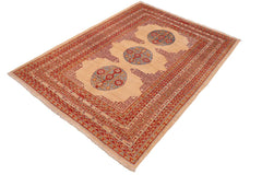 handmade Traditional Kafkaz Beige Rust Hand Knotted RECTANGLE 100% WOOL area rug 6 x 8