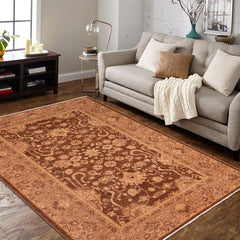 handmade Traditional Kafkaz Brown Tan Hand Knotted RECTANGLE 100% WOOL area rug 6 x 9