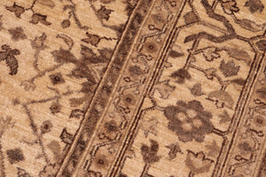 handmade Transitional Kafkaz Beige Brown Hand Knotted RECTANGLE 100% WOOL area rug 6' x 9'