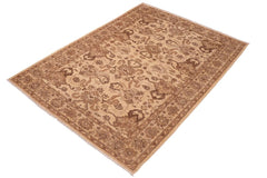 handmade Traditional Kafkaz Beige Brown Hand Knotted RECTANGLE 100% WOOL area rug 6 x 9