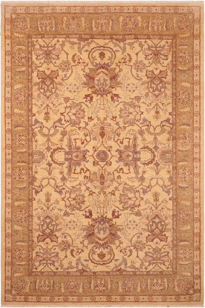 handmade Traditional Kafkaz Tan Brown Hand Knotted RECTANGLE 100% WOOL area rug 6 x 10