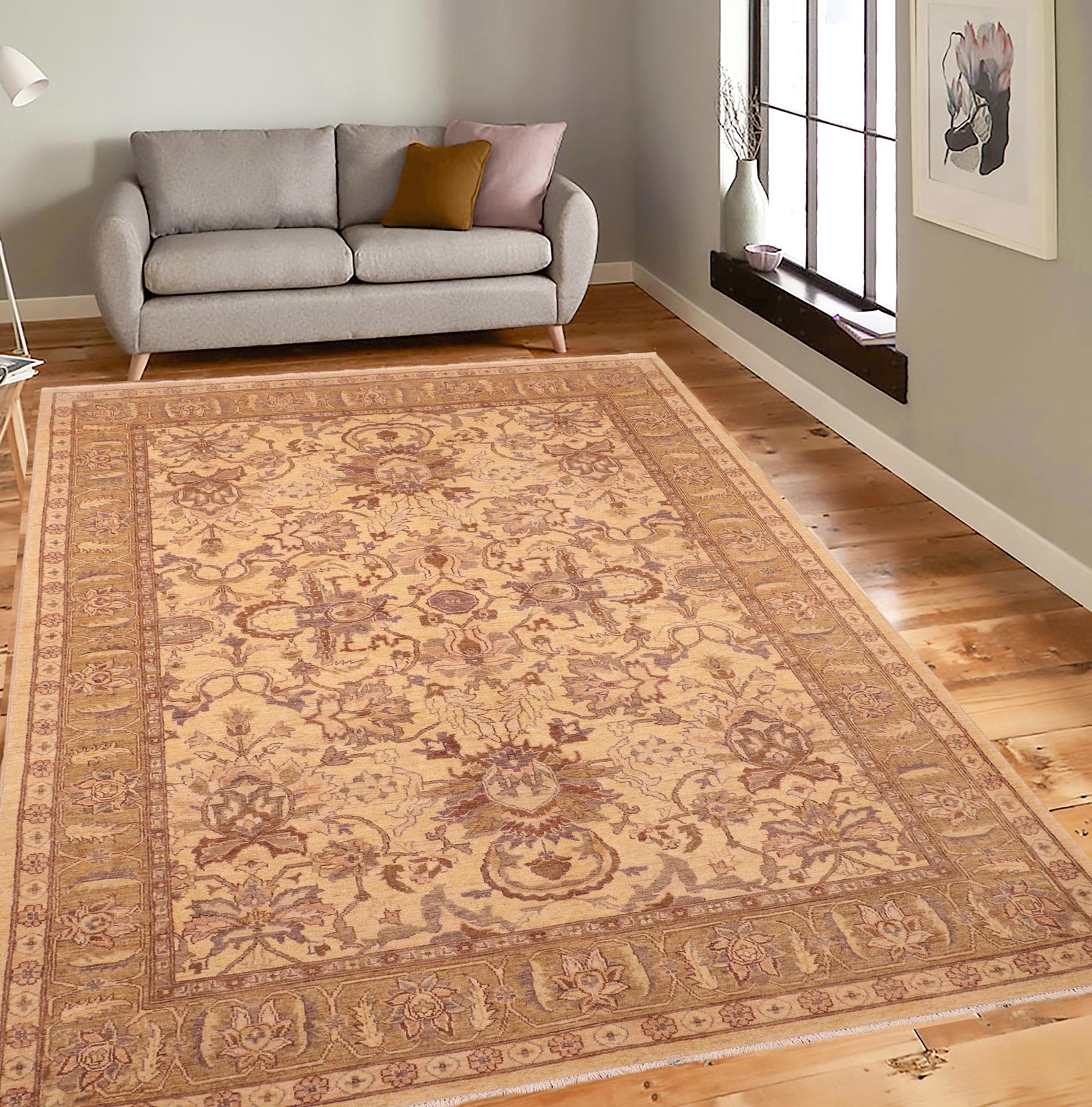 handmade Traditional Kafkaz Tan Brown Hand Knotted RECTANGLE 100% WOOL area rug 6x10