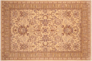 6x10 hand knotted Ziegler wool rug in tan and brown - Chic Ziegler Verona
