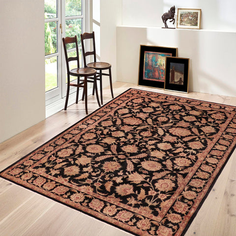 handmade Transitional Kafkaz Black Red Hand Knotted RECTANGLE 100% WOOL area rug 6' x 9'