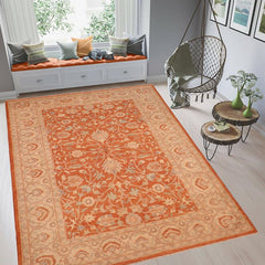 handmade Traditional Kafkaz Rust Beige Hand Knotted RECTANGLE 100% WOOL area rug 6 x 9