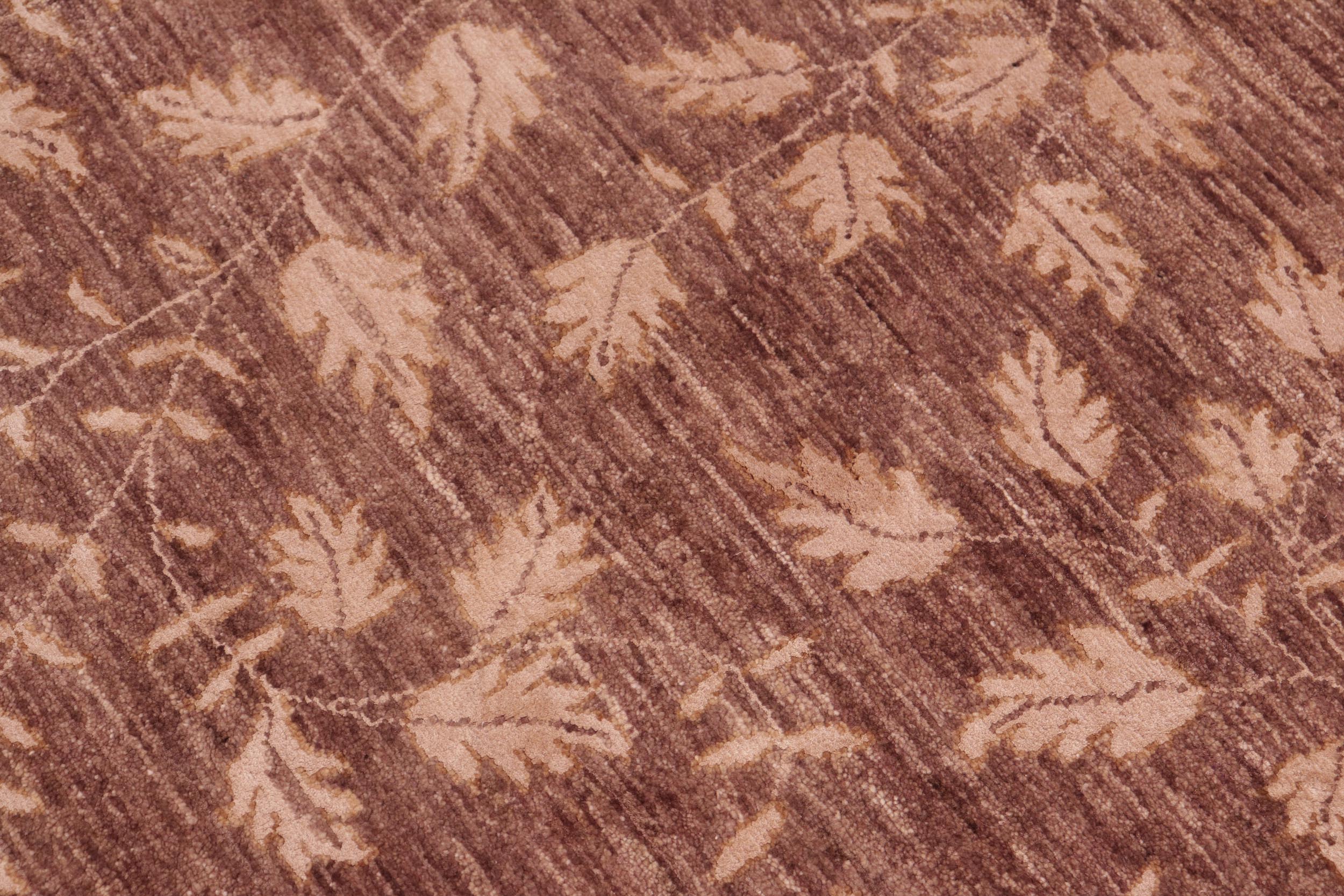 handmade Modern Kafkaz Brown Tan Hand Knotted RECTANGLE WOOL&SILK area rug 6' x 9'