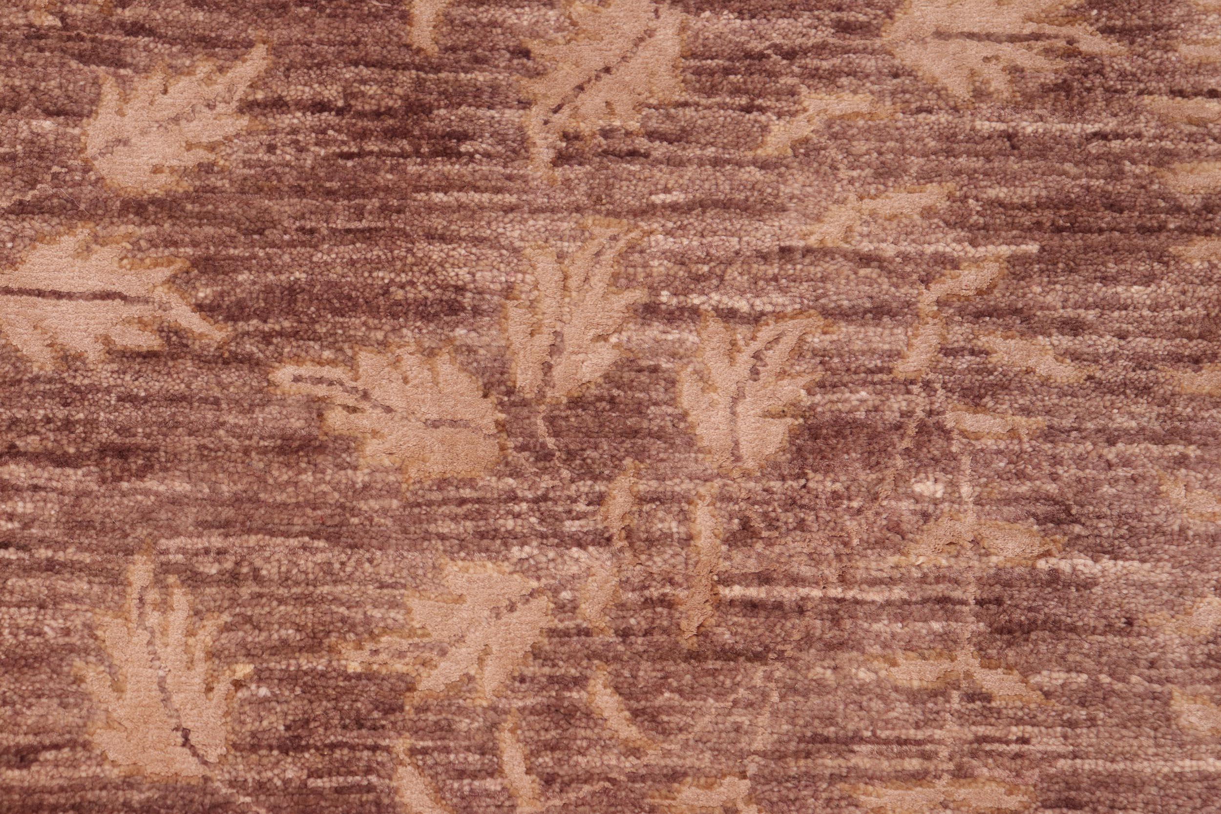 handmade Modern Kafkaz Brown Tan Hand Knotted RECTANGLE WOOL&SILK area rug 6' x 9'