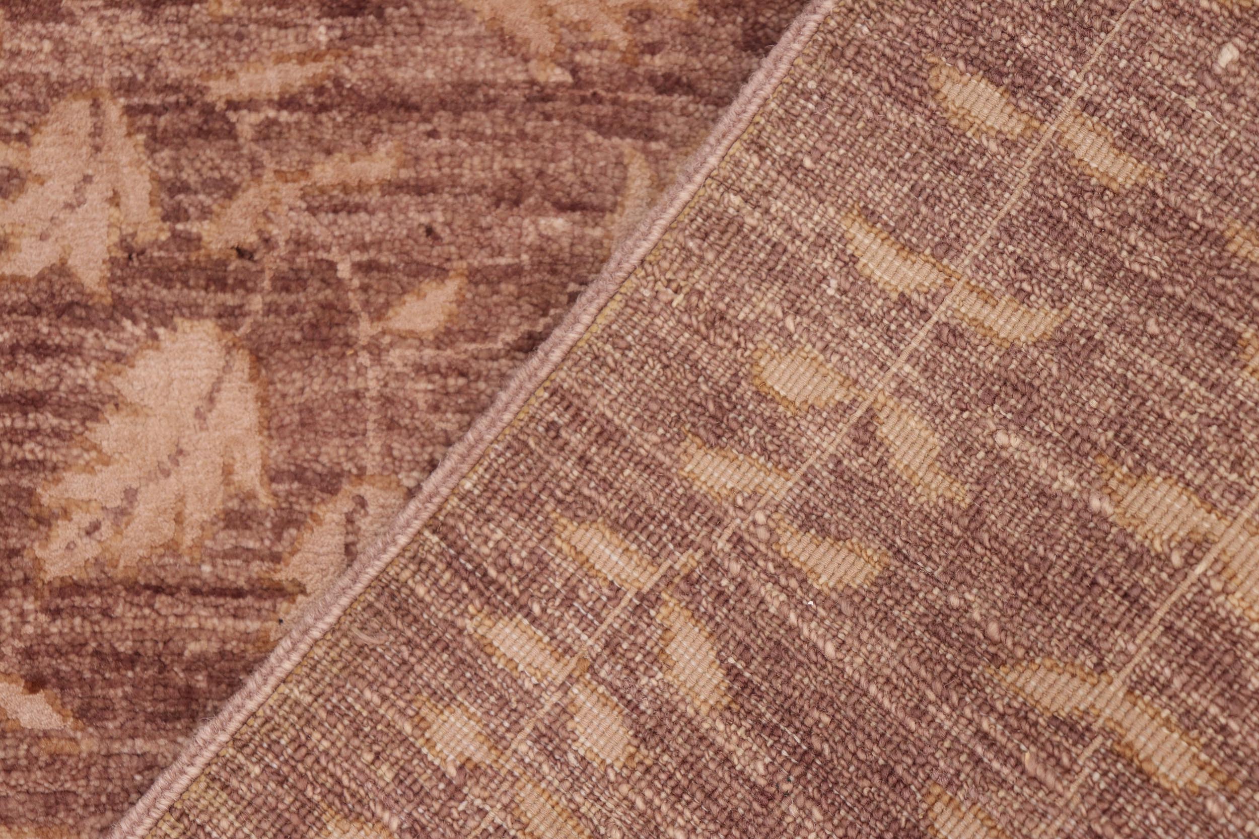 handmade Modern Kafkaz Brown Tan Hand Knotted RECTANGLE WOOL&SILK area rug 6' x 9'