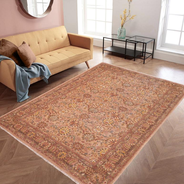 handmade Traditional Kafkaz Tan Brown Hand Knotted RECTANGLE 100% WOOL area rug 6 x 9