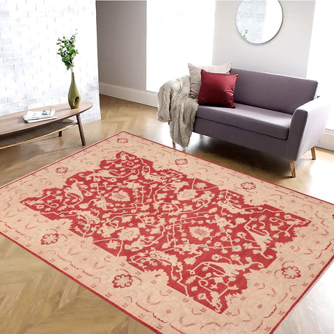 handmade Traditional Kafkaz Red Tan Hand Knotted RECTANGLE 100% WOOL area rug 6x9