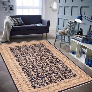 handmade Transitional Kafkaz Blue Gold Hand Knotted RECTANGLE 100% WOOL area rug 6' x 9'