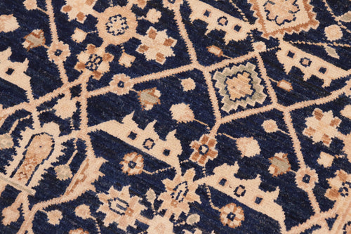 handmade Transitional Kafkaz Blue Gold Hand Knotted RECTANGLE 100% WOOL area rug 6' x 9'