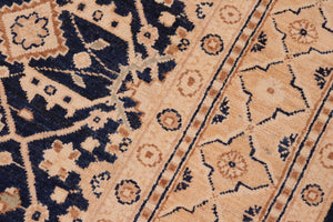 handmade Transitional Kafkaz Blue Gold Hand Knotted RECTANGLE 100% WOOL area rug 6' x 9'