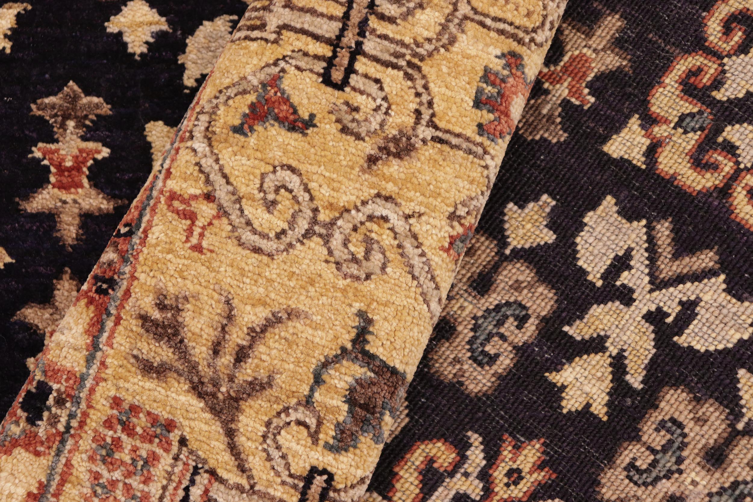 handmade Transitional Kafkaz Blue Gold Hand Knotted RECTANGLE 100% WOOL area rug 6' x 9'