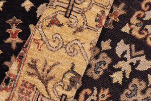 handmade Transitional Kafkaz Blue Gold Hand Knotted RECTANGLE 100% WOOL area rug 6' x 9'