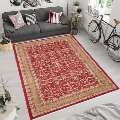 handmade Transitional  Red Green Hand Knotted RECTANGLE 100% WOOL area rug 6' x 9'