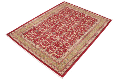 handmade Transitional  Red Green Hand Knotted RECTANGLE 100% WOOL area rug 6' x 9'
