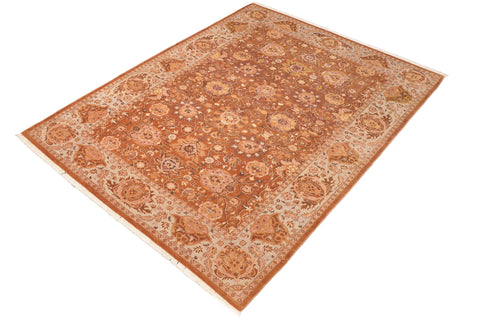 handmade Traditional Kirman Brown Blue Hand Knotted RECTANGLE 100% WOOL area rug 6' x 9'