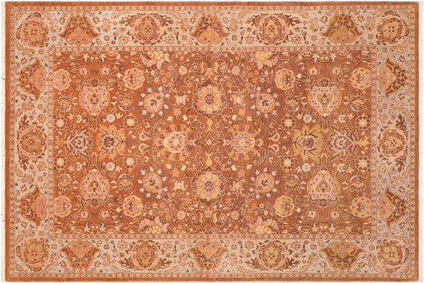 handmade Traditional Kirman Brown Blue Hand Knotted RECTANGLE 100% WOOL area rug 6' x 9'