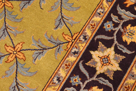 handmade Transitional Kafkaz Green Aubergine Hand Knotted RECTANGLE 100% WOOL area rug 6x9