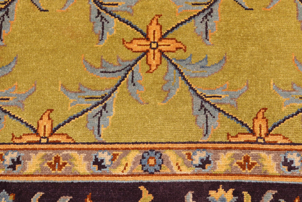 handmade Transitional Kafkaz Green Aubergine Hand Knotted RECTANGLE 100% WOOL area rug 6x9