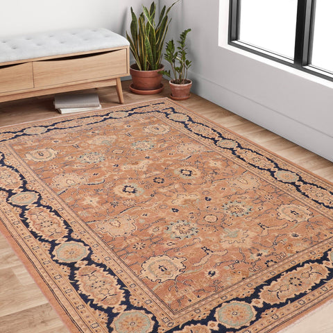 handmade Traditional Kafkaz Rose Blue Hand Knotted RECTANGLE 100% WOOL area rug 6x9