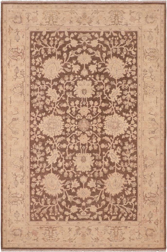 handmade Traditional Kafkaz Brown Tan Hand Knotted RECTANGLE 100% WOOL area rug 6 x 9