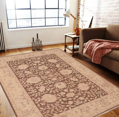 handmade Traditional Kafkaz Brown Tan Hand Knotted RECTANGLE 100% WOOL area rug 6 x 9