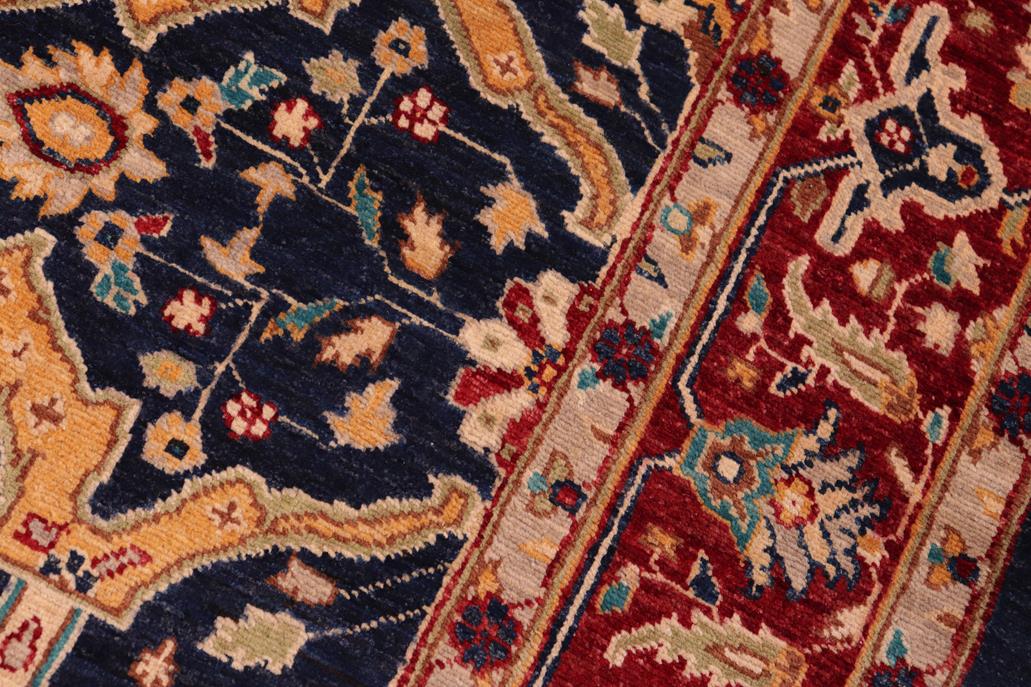 handmade Traditional Kafkaz Blue Red Hand Knotted RECTANGLE 100% WOOL area rug 6 x 9