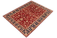 handmade Traditional Kafkaz Red Blue Hand Knotted RECTANGLE 100% WOOL area rug 6 x 9
