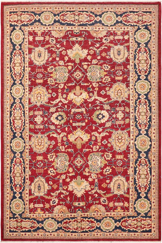 handmade Traditional Kafkaz Red Blue Hand Knotted RECTANGLE 100% WOOL area rug 6 x 9