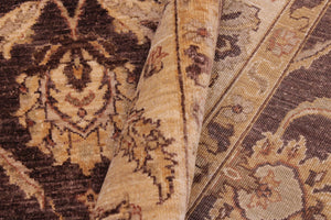 handmade Transitional Kafkaz Brown Tan Hand Knotted RECTANGLE 100% WOOL area rug 6' x 9'
