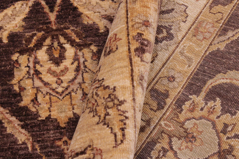 handmade Transitional Kafkaz Brown Tan Hand Knotted RECTANGLE 100% WOOL area rug 6' x 9'
