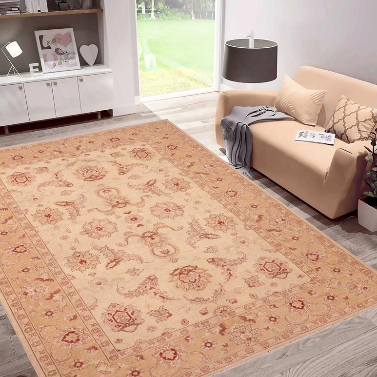 handmade Traditional Kafkaz Beige Gold Hand Knotted RECTANGLE 100% WOOL area rug 6 x 9